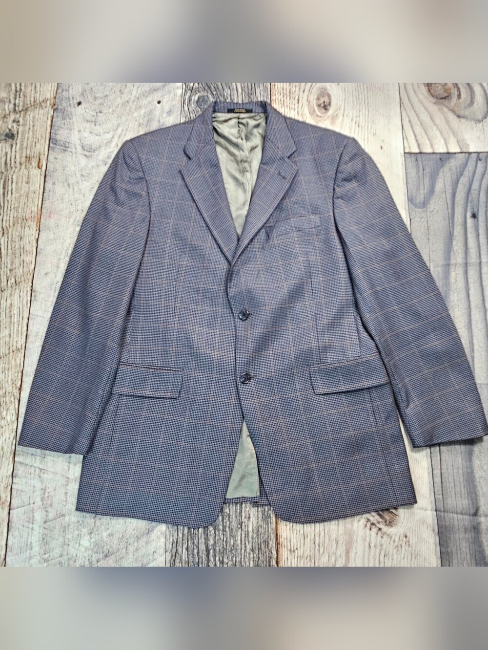 Hart Schaffner Marx Jacket Blazer Sport Coat Burgundy & Navy Size 41R Preppy